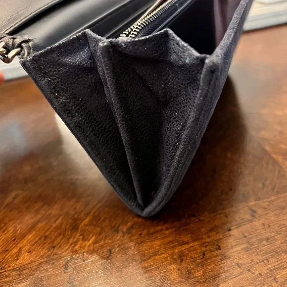 Stella McCartney Falabella Continental Wallet Clutch Navy Chain Trim Vegan - Picture 8 of 12